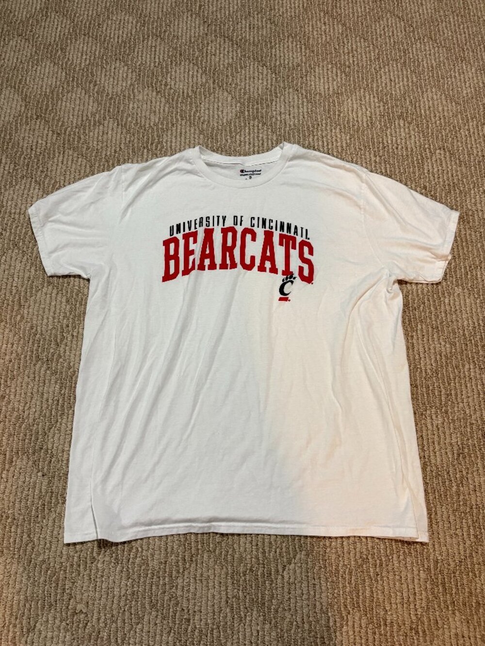 Men's Cincinnati Bearcats White Champion Short Sleeve Tshirt Size X-Large